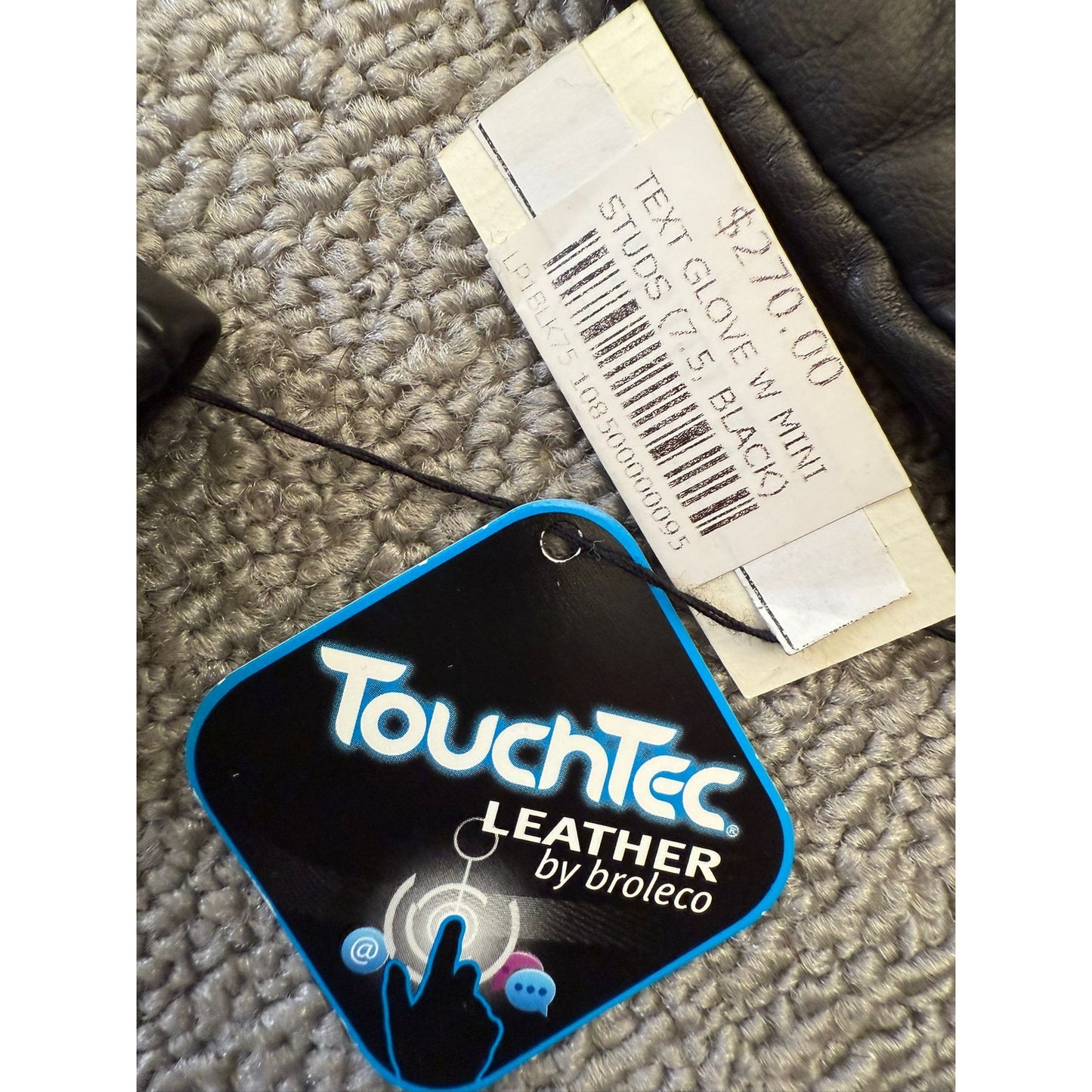 Carolina Amato Women's Size 7.5 Black Studded Lambskin Cashmere Lined Gloves NWT