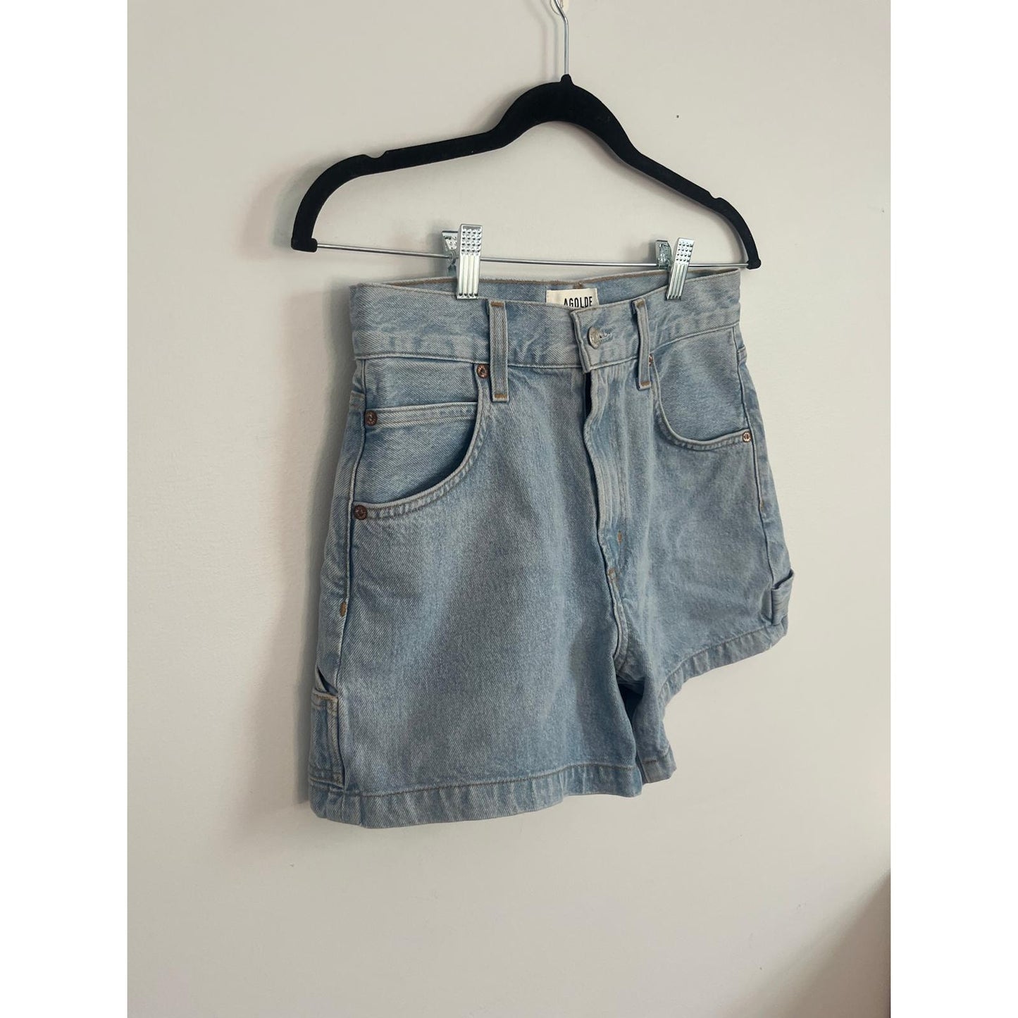 Agolde Parker Shorts Women 24 Blue High Rise Cutoff Denim Jean