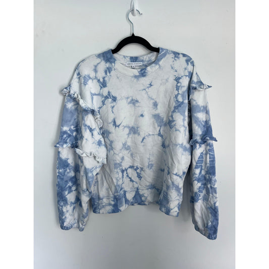 Rebecca Minkoff Tie Dye Sweatshirt Women M Blue Ruffle Sleeve Pullover