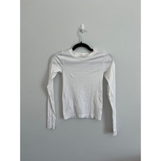 Sunday Best Long Sleeve Tee Women XS White Stretch Cotton Basic Layer