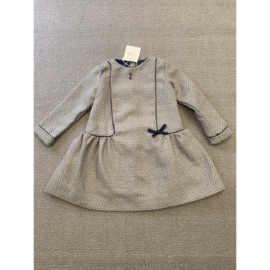 Martina Charlotte Girls 4Y Gray And Navy Drop Waist Dress