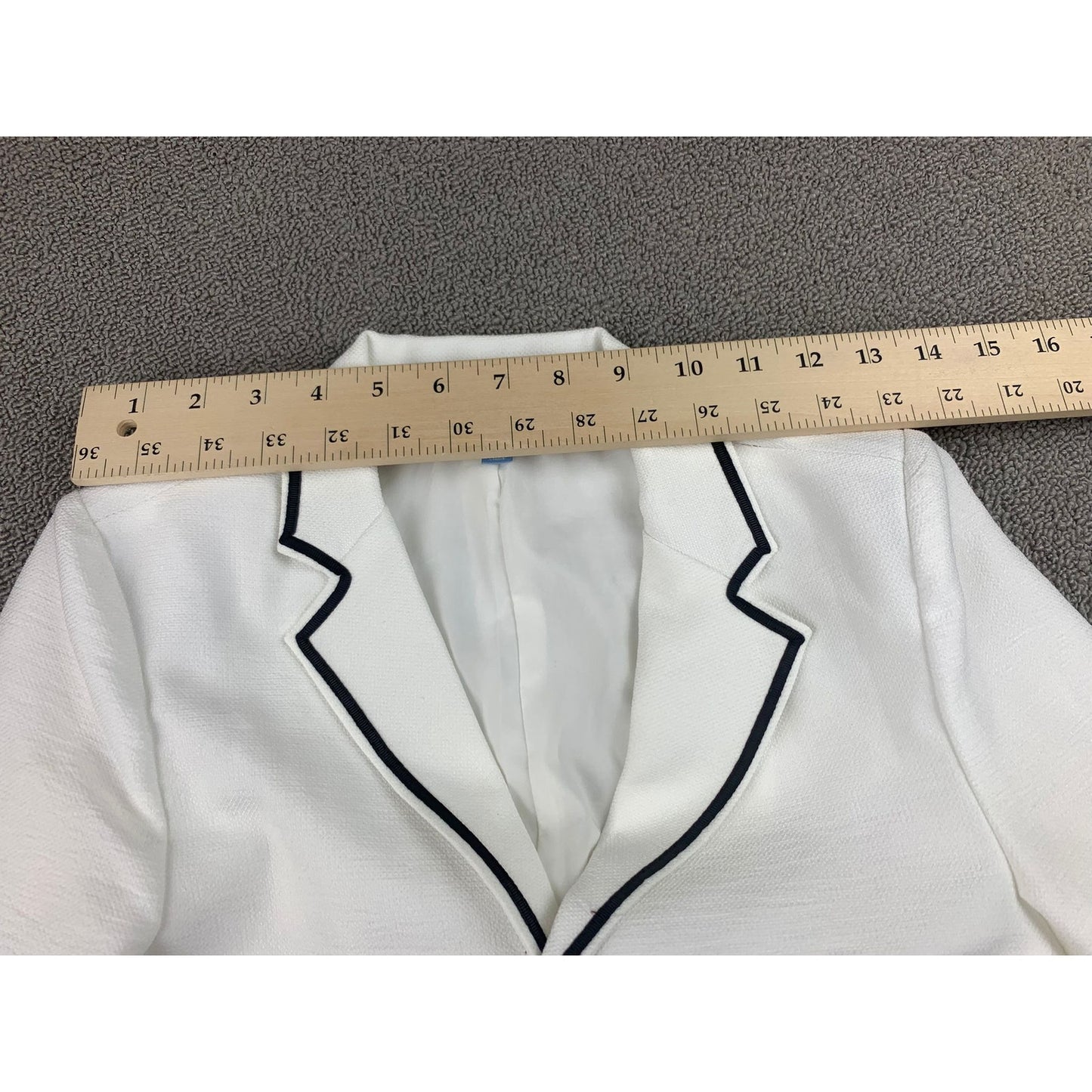 Pompomme Girls 14Y White Black Trim Single Button Blazer