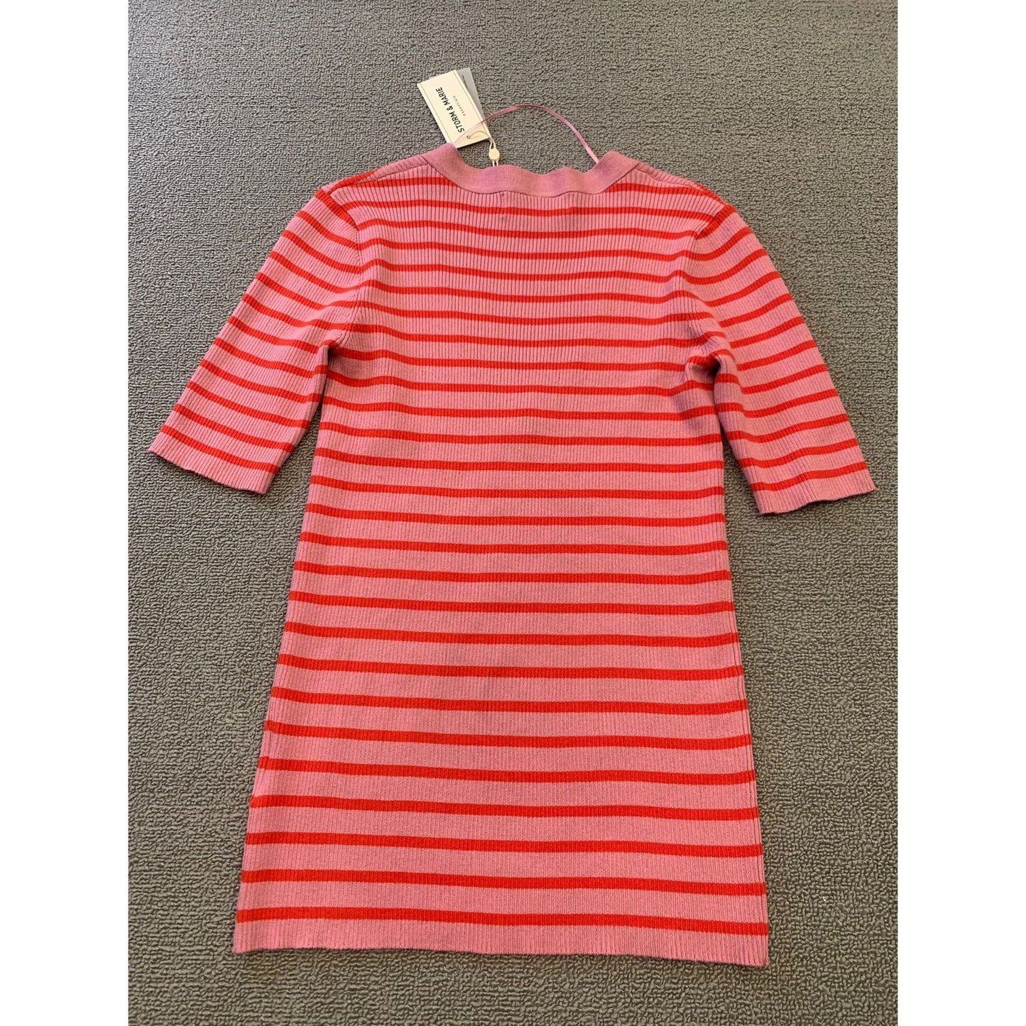 Storm & Marie Women's Large Pink Red Striped Knit Blouse