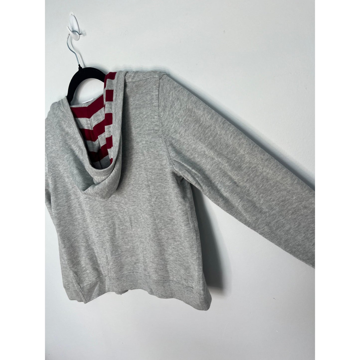 Lacoste Zip Hoodie Teen/Boy Size 12 Grey Red Cropped Cotton Blend Lightweight