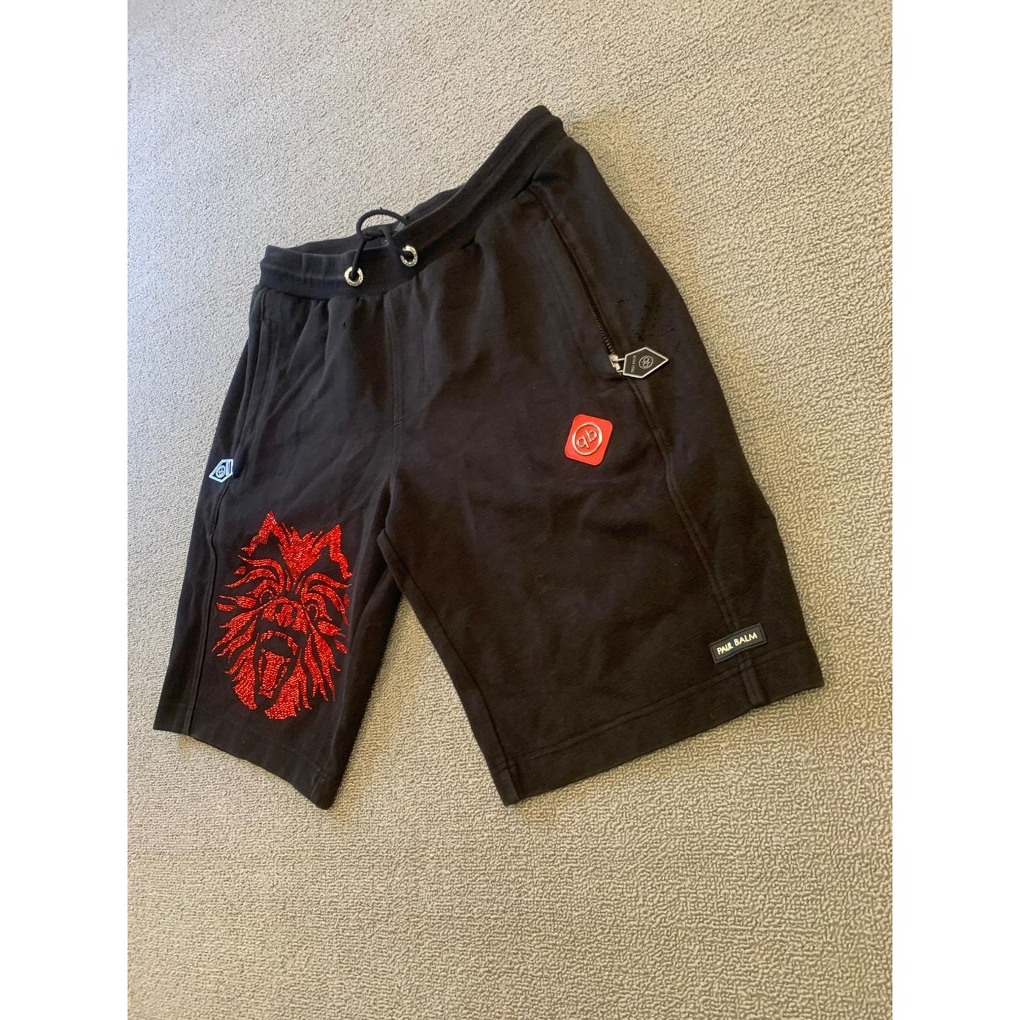 Paul Balm Male Medium Black Red Wolf Graphic Sweat Shorts