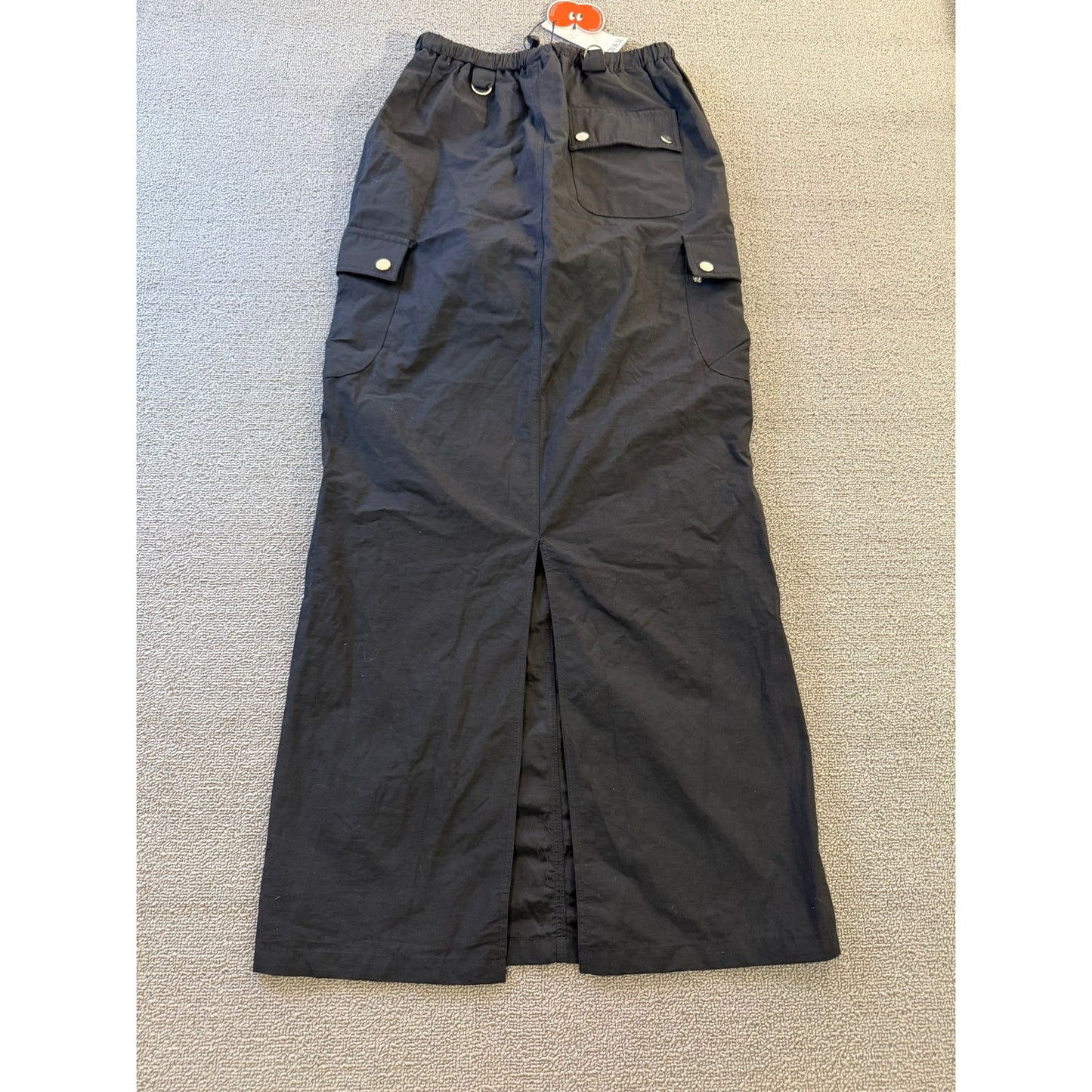 CIDER XS Womens Black Cargo Maxi Skirt Casual Adjustable Wais