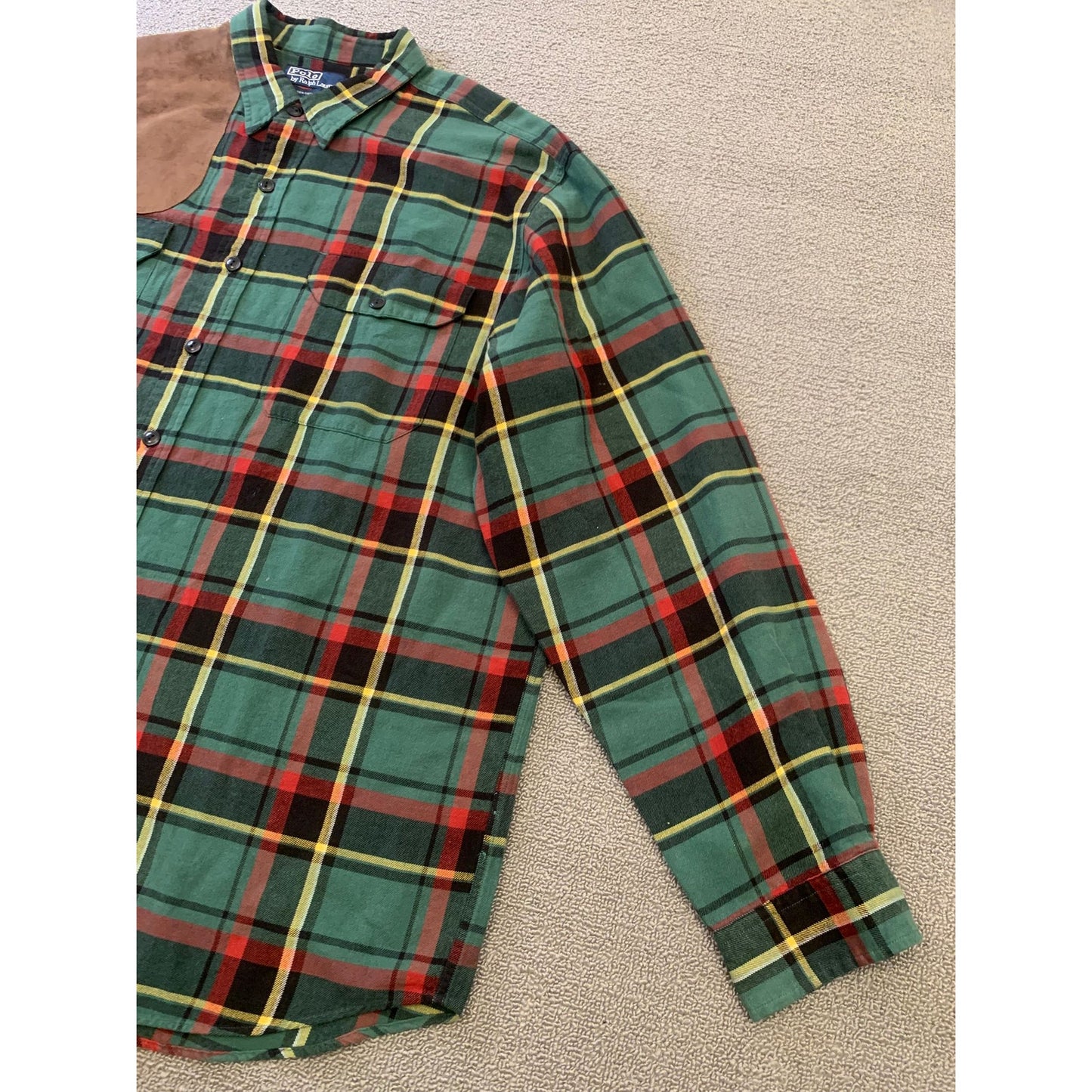 Polo By Ralph Lauren Men's XL Green Plaid Long Sleeve Flannel Shirt