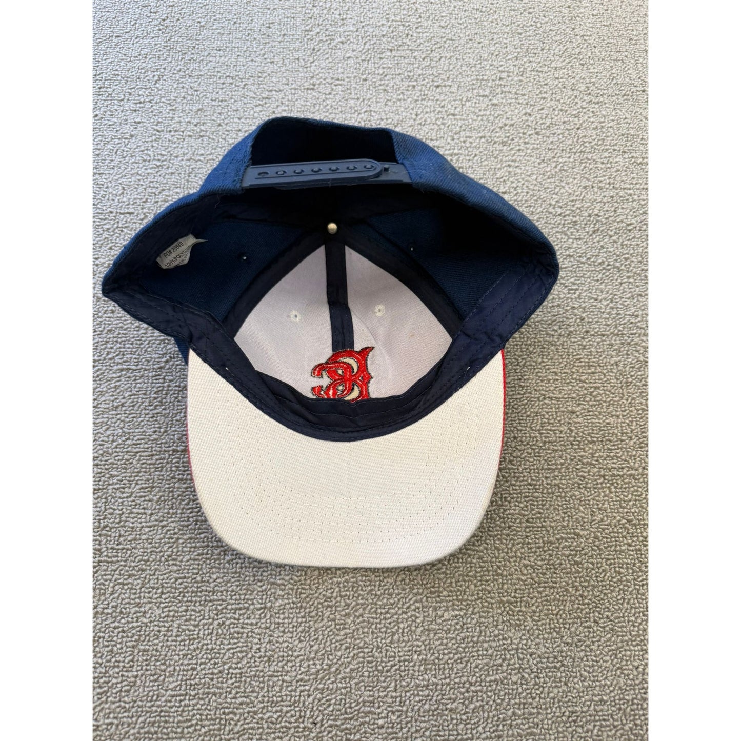 Men's Blue White Red Embroidered Logo 100% Polyester Baseball Cap