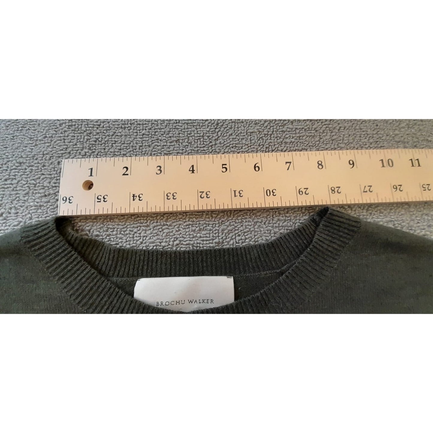 Brochu Walker Womens S Olive Green Long Sleeve Knit Sweater Top