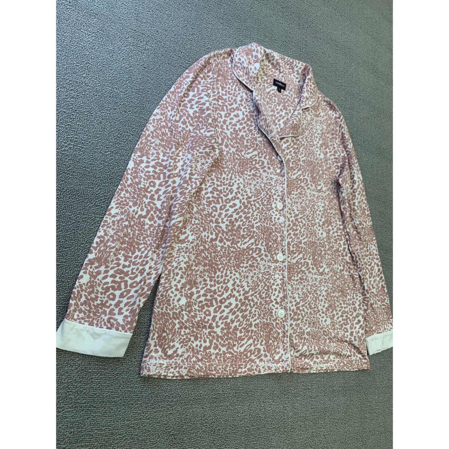 Cosabella Women's Small Pink White Leopard Print Pajama Set Two Piece