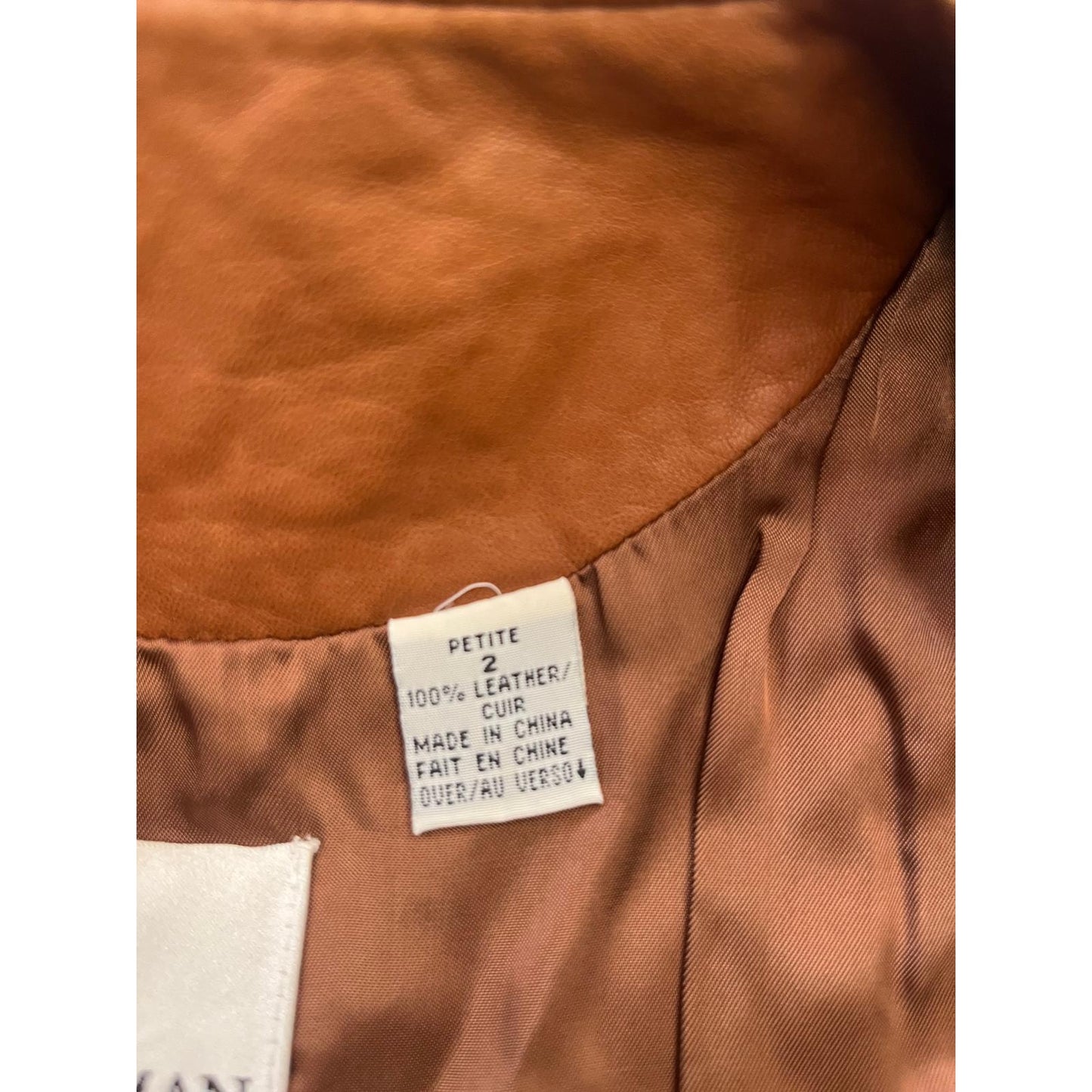 Dana Buchman 100% Leather Vest Women 2 Petite Brown Button Closure