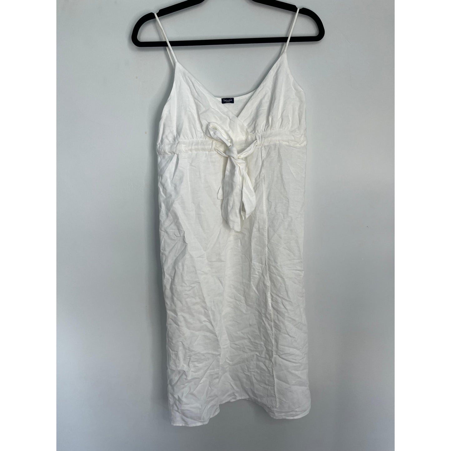 Splendid White Midi Dress Women XS Tie Waist Sleeveless Summer Casual