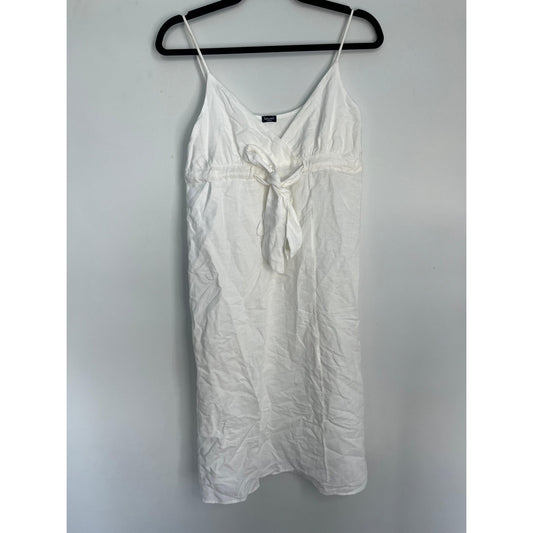 Splendid White Midi Dress Women XS Tie Waist Sleeveless Summer Casual